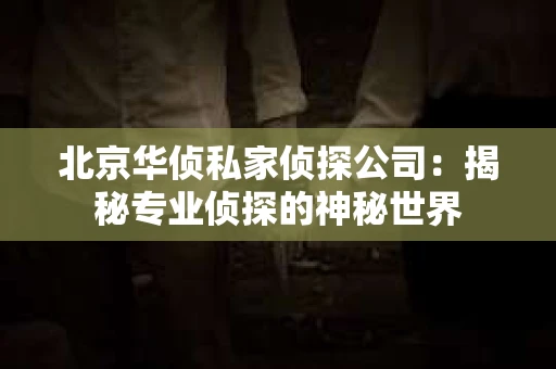 北京华侦私家侦探公司：揭秘专业侦探的神秘世界