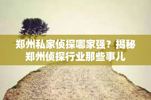 郑州私家侦探哪家强？揭秘郑州侦探行业那些事儿