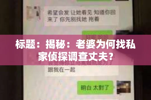 标题：揭秘：老婆为何找私家侦探调查丈夫？